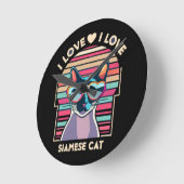 I Liebe Siamkatze Runde Wanduhr (Winkel)