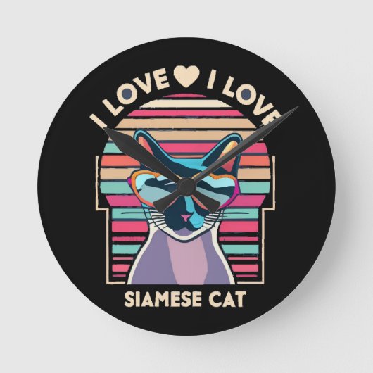 I Liebe Siamkatze Runde Wanduhr (Vorderseite)