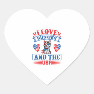 I Liebe Sibirien Huskies und USA Herz-Aufkleber