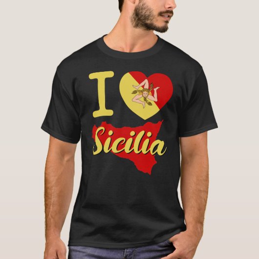 I Liebe Sicilia ( I Sizilian Heart Sicilia) T-Shirt (Vorderseite)
