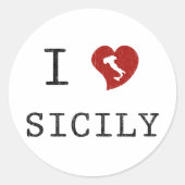 I Liebe Sicily Runder Aufkleber (Vorderseite)