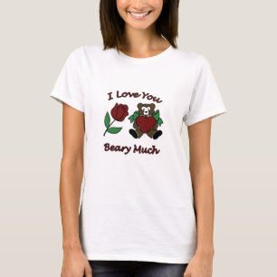 I Liebe Sie Beary viel Teddy mit Herz-Rose T-Shirt