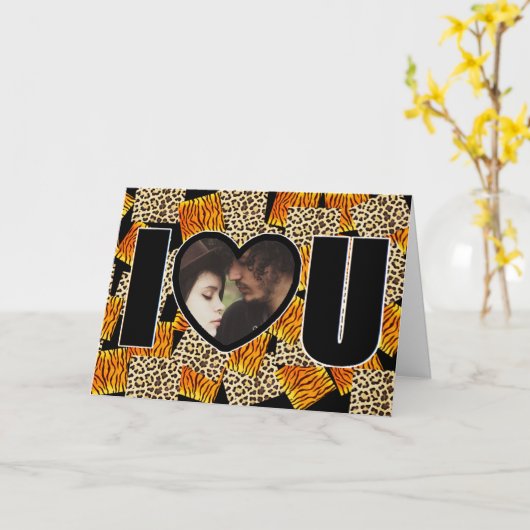 I Liebe Sie Custom Fotos Leopard und Tiger Print Karte (Gelbe Blume)