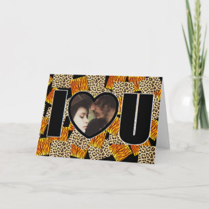 I Liebe Sie Custom Fotos Leopard und Tiger Print Karte
