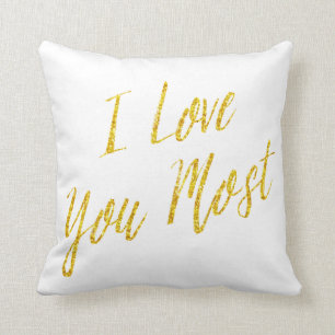 I Liebe Sie das meiste Zitat Gold Imitat Glitzer M Kissen