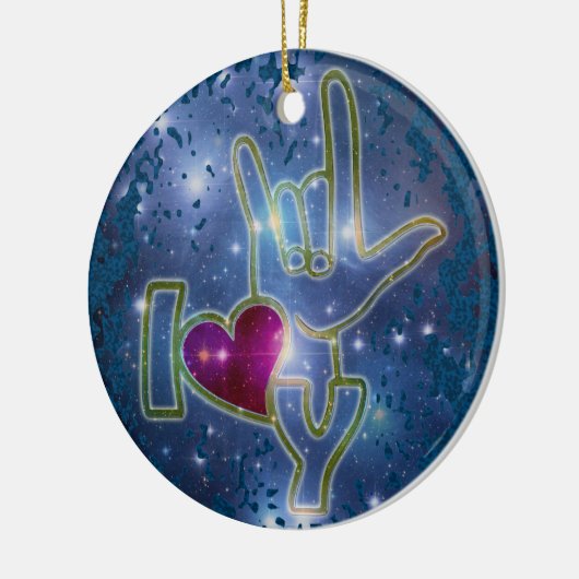 I LIEBE SIE/dunkelblauer Spritzer der Keramikornament (Links)