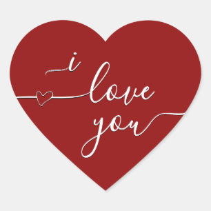 i Liebe Sie extravagante Schrift auf klassisch rot Herz-Aufkleber