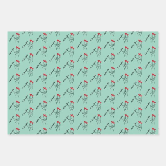 I Liebe Sie - Gebärdensprache - Gehörhaftes Bewuss Geschenkpapier Set (Vorderseite 3)