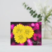 i Liebe Sie gelbe Blume Postkarte (Stehend Vorderseite)