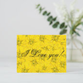 i Liebe Sie gelbe Blume Postkarte (Stehend Vorderseite)