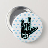 I Liebe Sie (Hand ASL) Button (Vorne & Hinten)