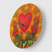 I Liebe Sie - Herz und Rose Große Wanduhr (Winkel)
