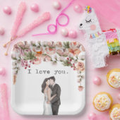 I Liebe Sie Hochzeitsfeier Aquarell elegant floral Pappteller (Party)
