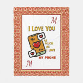 I Liebe Sie hören Monogram-Initials Telefonspass Fleecedecke (Vorderseite)