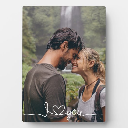 I Liebe Sie in White Script mit Herz Custom Fotoplatte (Vorderseite)