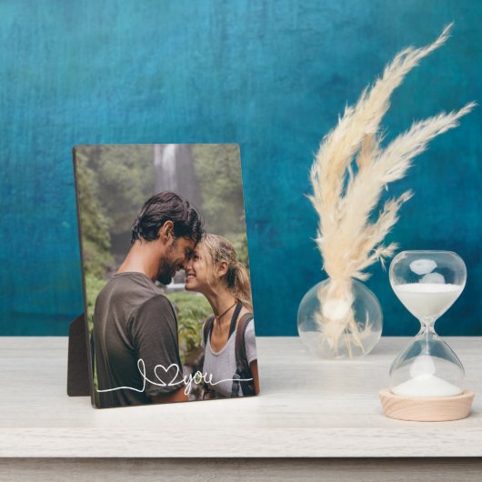 I Liebe Sie in White Script mit Herz Custom Fotoplatte (Seite)