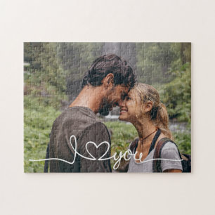 I Liebe Sie in White Script mit Herz Custom Puzzle
