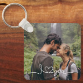 I Liebe Sie in White Script mit Herz Custom Schlüsselanhänger (Vorderseite)