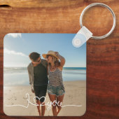 I Liebe Sie in White Script mit Herz Custom Schlüsselanhänger (Rückseite)