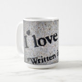 I Liebe Sie Kaffee-Tasse, geschrieben in Stein Kaffeetasse (Vorderseite Links)
