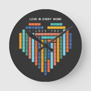I Liebe Sie - Liebe Word Quest - Herzpuzzle Runde Wanduhr