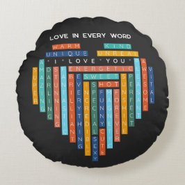 I Liebe Sie - Liebe Word Quest - Herzpuzzle Rundes Kissen