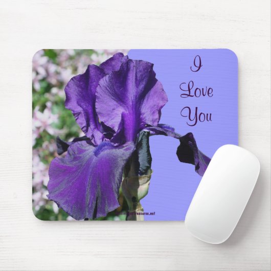 I Liebe Sie Lila Iris Blume Foto Mousepad (Mit Mouse)