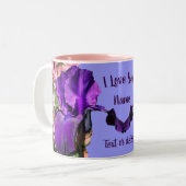 I Liebe Sie Lila Iris Blume Personalisiert Zweifarbige Tasse (Vorderseite Links)