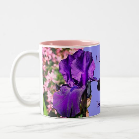 I Liebe Sie Lila Iris Blume Personalisiert Zweifarbige Tasse (Links)