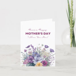 I Liebe Sie Mama benutzerdefinierte Aquarellfarben Feiertagskarte