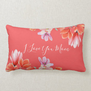 I Liebe Sie Mama Coral Floral Geburtstagsfeier Lendenkissen