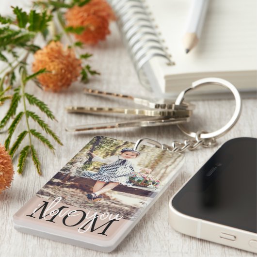 I Liebe Sie Mama Dusty Pink Custom Foto Schlüsselanhänger (Vorderseite rechts)