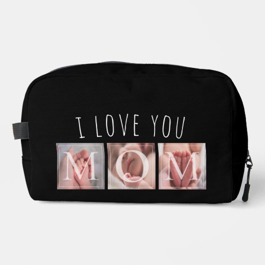 I Liebe Sie Mama Foto Schwarz Waschbeutel (Vorderseite)
