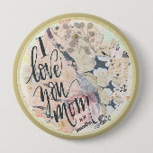 I Liebe Sie Mama Hübsche Aquarell Gold jeden Namen Button (Vorderseite)