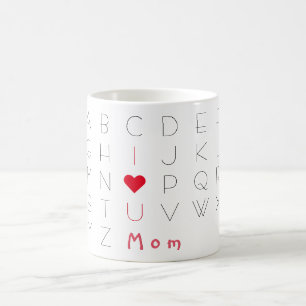 I Liebe Sie Mama Niedlich ABCD Mütter Tag Geburtst Kaffeetasse