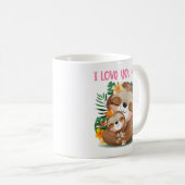 I Liebe Sie Mama Niedliche Mama und Baby Sloth Kaffeetasse (VorderseiteRechts)