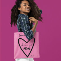 I Liebe Sie MAMA Persönliche Nachricht Rosa Tasche
