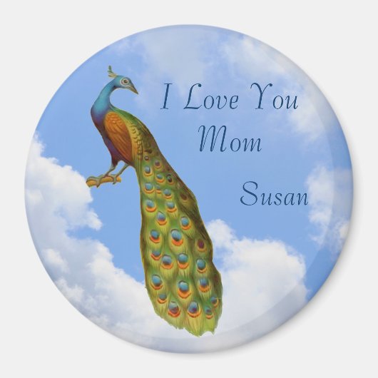 I Liebe Sie Mama Pfau anpassen Magnet (Vorne)