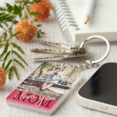I Liebe Sie Mama Rose Gold Custom Foto Schlüsselanhänger (Vorderseite rechts)
