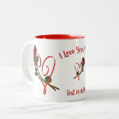 I Liebe Sie Mama Rote Rosen Herz Personalisiert Zweifarbige Tasse (Vorderseite Links)
