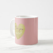 I Liebe Sie mehr Goldherz in der rosa Tasse (Vorderseite Links)