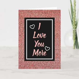 I Liebe Sie mehr Rosa Glitzer Valentinstag Name Feiertagskarte