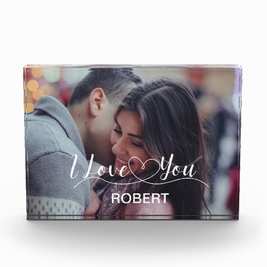 I Liebe Sie mit benutzerdefiniertem Text Fotoblock (Vorderseite)