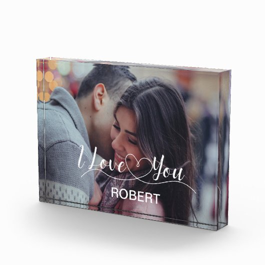 I Liebe Sie mit benutzerdefiniertem Text Fotoblock (Rechts)