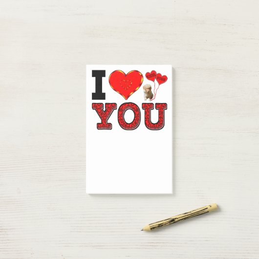 I Liebe Sie mit Umarmungen u. Küssen Post-it Klebezettel (Auf Schreibtisch)