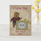I Liebe Sie Niedliche Bärenrahmen Personalisiertes Karte (Gelbe Blume)