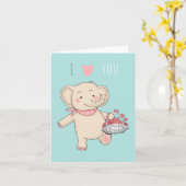 I Liebe Sie Niedlichen Cartoon Elefantenherzen Kar Karte (Gelbe Blume)