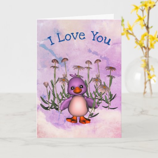 I Liebe Sie Niedlichen Vogelkäse Personalisiert Karte (Gelbe Blume)