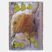 I LIEBE SIE niedlicher bärtiger Drache und Herzen Decke (Vorderseite Vertikal)