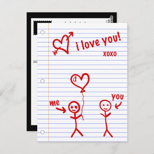 i Liebe Sie Notebook-Papierskizzen Postkarte (Vorne/Hinten)
